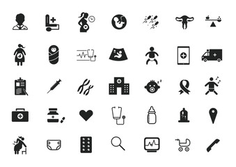 pregnant care service icon set
