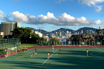 football field in the city
