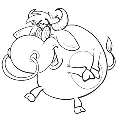 cute calf sketch, horoscope, coloring book, cartoon illustration, isolated object on a white background, vector illustration,