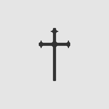 Religion cross icon flat