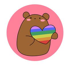 teddy bear with rainbow heart