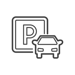 Parking sign outline icon. Vector illustration.
