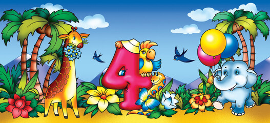 Greeting card birthday - 4 years