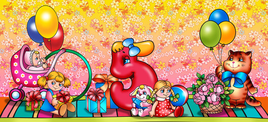 Greeting card birthday - 5 years