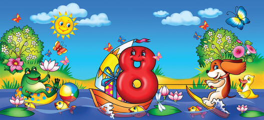 Greeting card birthday - 8 years