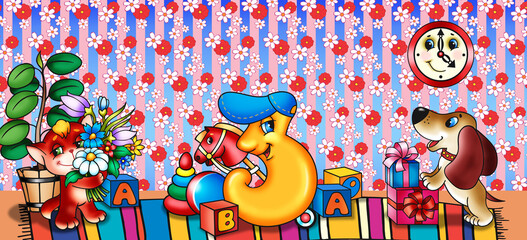 Greeting card for 3 years