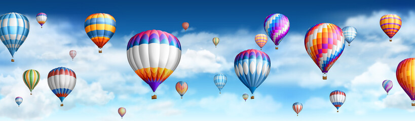Obraz premium Balloons in Sky with Clouds