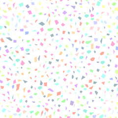 Terrazzo Seamless pattern abstract texture, traditional geometric flooring material, chips of marble granite. pastel colors on white background Can be used for Gift wrap, fabrics, wallpapers. Vector