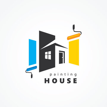Painting House logo silhouette building home