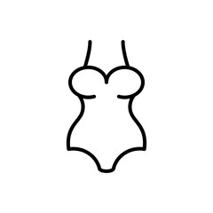 Concepto moda de verano. Icono plano lineal traje de baño de mujer en color negro