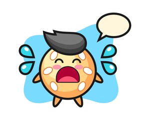 Sesame ball cartoon with crying gesture