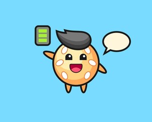 Sesame ball cartoon with energetic gesture