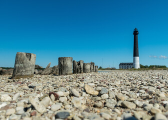 Sightseeing of Saaremaa island in sunny clear day . Sorve lighthouse, Saaremaa island, Estonia
