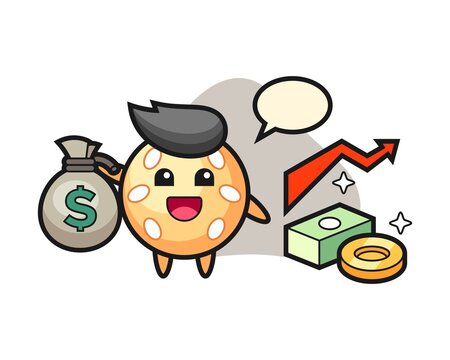 Sesame Ball Cartoon Holding Money Sack