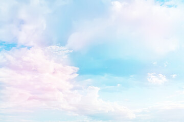 white clouds on blue sky background, abstract seasonal wallpaper, sunny day atmosphere