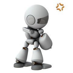 Fototapeta premium イライラして振り返る人工知能のロボット