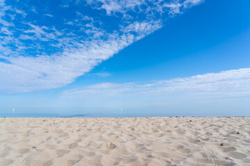 Beautiful empty sandy beach on the German Baltic Sea coast, copy space