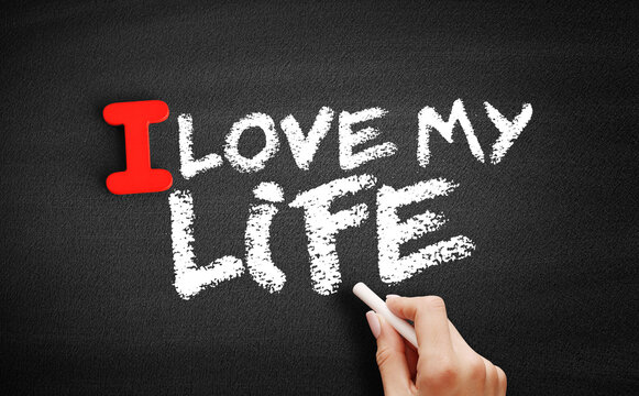I love my life text on blackboard, concept background