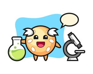 Sesame ball cartoon as a scientist