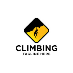 Modern Mountain And Rock Climbing Logo Badge Illustration