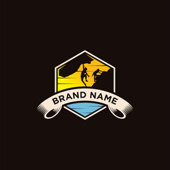 Modern Mountain And Rock Climbing Logo Badge Illustration