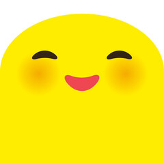 Fototapeta premium Kawaii funny yellow muzzle with pink cheeks. Cute Cartoon Face isolated on white background. Card banner design Nursery decor trend of the season, scandinavian style. Vector