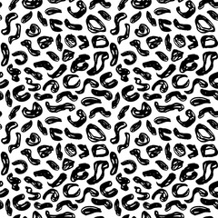 Seamless pattern black white leopard panther fur design, abstract simple lines scandinavian style background grunge texture. trend of the season. Can be used for Gift wrap fabrics, wallpapers. Vector