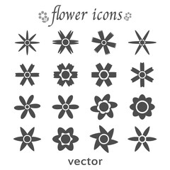   Flower icons set flat design for decoration or symbol isolated on white background vector illustration.
