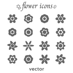  Flower icons set flat design for decoration or symbol isolated on white background vector illustration.