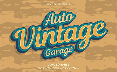 Editable Text Effect, Auto Vintage Garage Text Style