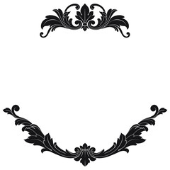 Vintage Ornament Element in baroque style with filigree and floral engrave the best situated for create frame, border, banner. It's hand drawn foliage swirl like victorian or damask design arabesque.