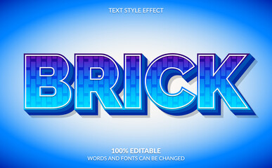 Naklejka na ściany i meble Editable Text Effect, Blu Brick Text Style