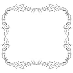 Vintage Ornament Element in baroque style with filigree and floral engrave the best situated for create frame, border, banner. It's hand drawn foliage swirl like victorian or damask design arabesque.