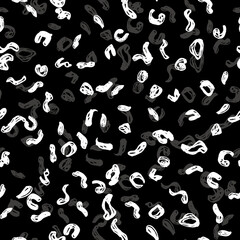 Seamless pattern black white leopard panther fur design, abstract simple lines scandinavian style background grunge texture. trend of the season. Can be used for Gift wrap fabrics, wallpapers. Vector