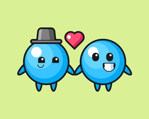 Gum ball couple cartoon fall in love
