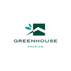 green house leaf roof logo vector icon illustration