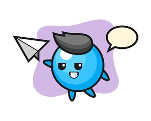 Gum ball cartoon throwing paper airplane
