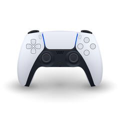 Controller wireless, black and white, gamepad for play games on PS5 console or pc, gamer, detailed, futuristic technology, new, next gen, vector EPS 10 © Artmospherium