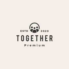 people human together family team hipster vintage logo vector icon illustration