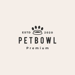 pet bowl food hipster vintage logo vector icon illustration