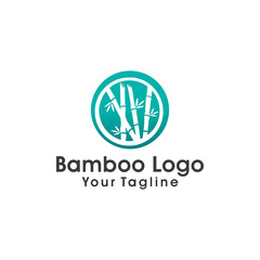 Bamboo logo template. Green bamboo trees vector design. Bamboo stem logotype