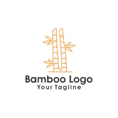 Bamboo logo template. Green bamboo trees vector design. Bamboo stem logotype