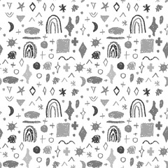 Seamless pattern white black gray lines chalk grid design, abstract simple scandinavian style background grunge texture. trend of the season. Can be used for Gift wrap fabrics, wallpapers. Vector