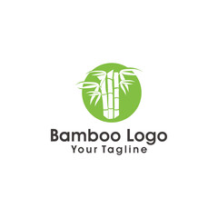 Bamboo logo template. Green bamboo trees vector design. Bamboo stem logotype