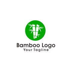 Bamboo logo template. Green bamboo trees vector design. Bamboo stem logotype