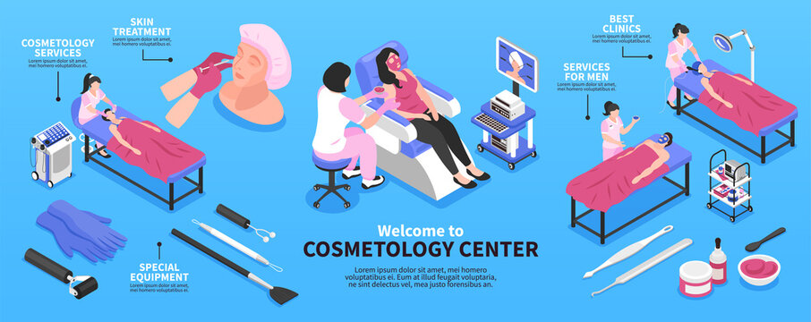 Isometric Cosmetology Center Infographics
