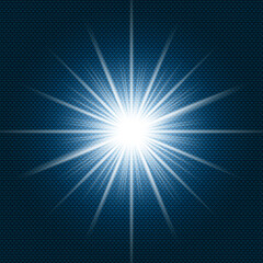 Obraz premium Starlight Shining flare with rays on dark blue gradient background and chevron pattern texture.