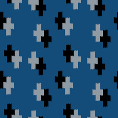 Fototapeta na wymiar Japanese Cross Shape Vector Seamless Pattern