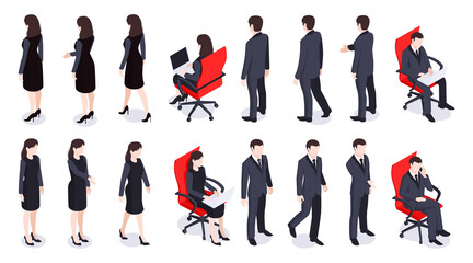 Fototapeta premium Isometric Business People Set