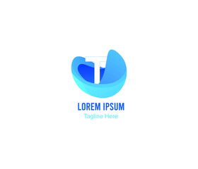 Blue 3D Logo With Letter T logo for company